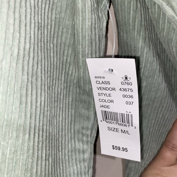 PacSun Greens Cropped Corduroy Jacket Trucker Style 100% Cotton Raw Hem Sz M/L - Picture 6 of 7